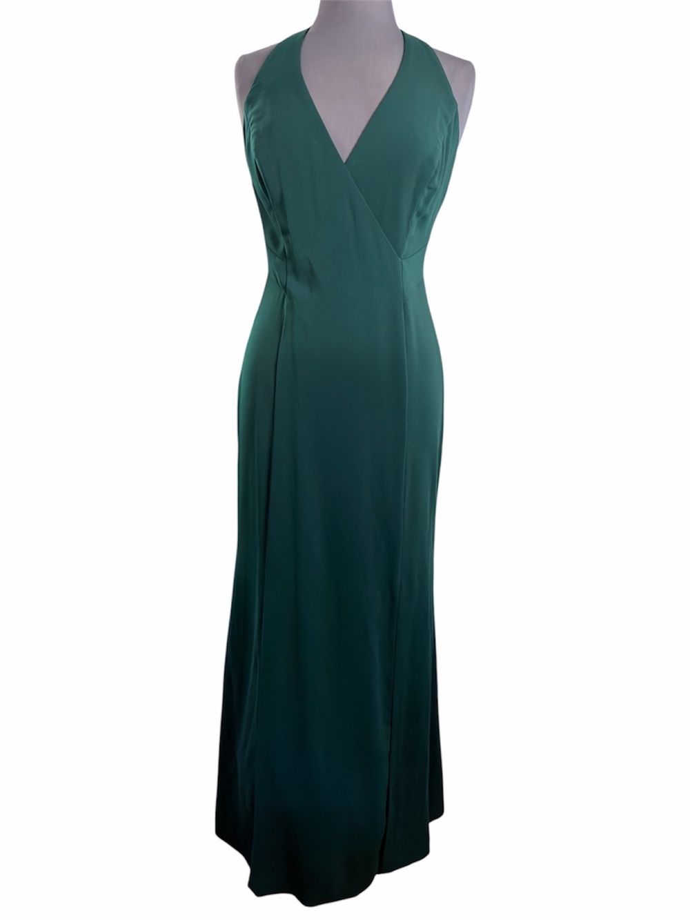 Elegant Deep Green V-Neck Evening Dress